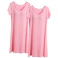thumbnail image 1 of Cameland 2 Pcs Robe de Nuit Longue à Manches Courtes avec Soutien-Gorge Intégré Rembourré pour Femmes, Pyjama, Soutien-Gorge Intégré, Nuisette Décontractée, Longueur Genou, Confortable, Douce, en Modal, 1 of 3
