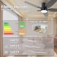 thumbnail image 2 of VAGIZM 52 Inch Flush Mount Ceiling Fan with Light - 5 Blades Ceiling Fan for Living Room and Bedroom - 5000 CFM - Quiet DC Motor - Dimmable - Reversible Function - Black, 2 of 8