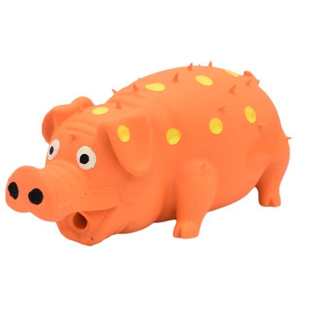 Jouets Interactifs pour Chien, Jouets Robustes pour Grands et Moyens Chiens par jiarry. un Jouet durable en Forme de Cochon orange avec des Pois Jaunes et de Petits Pointes, Conçu pour les Chiens de Toutes Tailles et de Toutes Races. Idéal pour le Jeu Interactif à l'Intérieur Ou à l'Extérieur, Facile à Nettoyer, et Aide à Réduire le stress Tout en Améliorant la Confiance et l'Intérêt pour le Jeu.