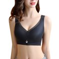 thumbnail image 1 of B91xZ Support Wireless Bra Women Medium Impact Strappy Racerback Bra with Removable Cups,Black 40/90E, 1 of 5