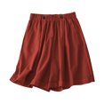 thumbnail image 1 of Timegard Shorts for Women Cotton Linen Elastic Waist Button Wide Leg Ruched Causal Loose Shorts Summer, 1 of 8