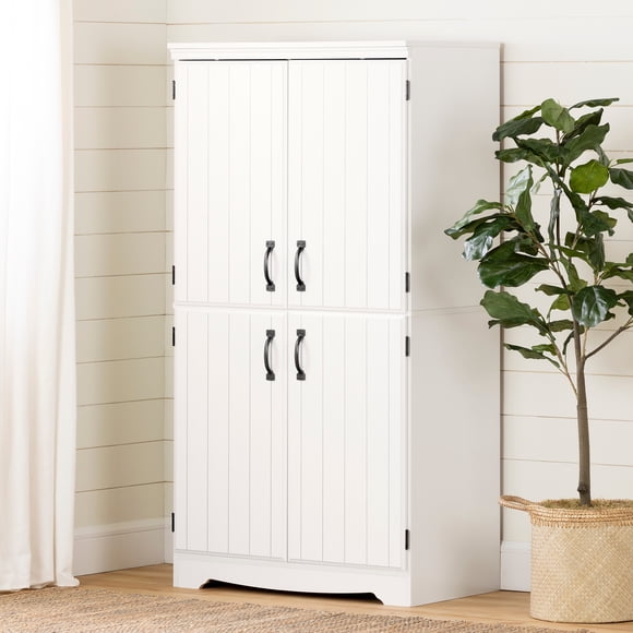 Armoire de rangement avec 4 portes, fini Blanc solide, collection Farnel de Meubles South Shore