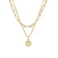 thumbnail image 1 of PVCS Collier Chaîne Plaqué Or pour Femmes Pendentif Lettre Hexagonale Collier de Superposition, 1 of 1