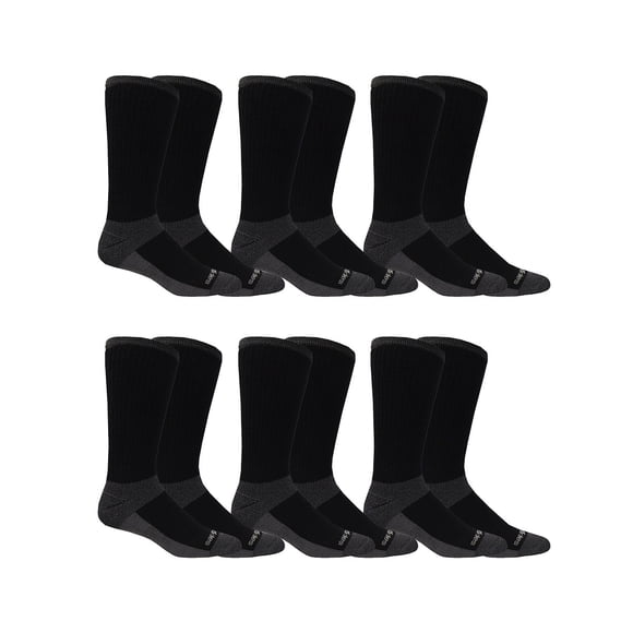 Genuine Dickies Men Mid-weight Crew Socks - Black - 6 Pairs (2x3PK)