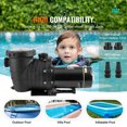 thumbnail image 4 of KFFKFF Above Ground Pool Pump, 1.5 HP, 100 GPM Single Speed Swimming Pool Pump, 110V/240V 3450 RPM 50.9 ft Max Head Pool Pump with Filter Basket, 4 of 9