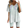 thumbnail image 2 of Blouses pour Femmes, Ensembles de Blouses Décontractées à Manches Courtes Imprimées et Col en V pour Femmes, 2 of 4