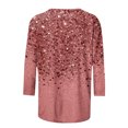 thumbnail image 4 of UPPADA Chandails à Col Rond pour Femmes à Manches 3/4, Blouses Décontractées à Imprimé de Paillettes, Hauts Tendance à Coupe Ample, Chandails à Enfiler, Blouse à Manches Trois Quarts pour Femmes, Hauts Décontractés à Col Rond, Chemises à Manches 3/4 pour Femmes, Économie, 4 of 5
