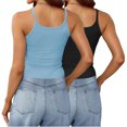 thumbnail image 4 of Timegard 2pc Tank Tops for Women Scoop Neck Ribbed Sleeveless Slim Crop Top Casual Going out Tops Camis, 4 of 6