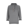 thumbnail image 4 of Ltctricy Plus Size Sweaters for Women 3/4 Sleeve Half Button Mock Neck Ruffle Trim Knit Pullover Jumper Tops Loose Casual Sweaters(Gray,Large), 4 of 6