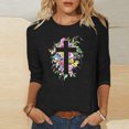 thumbnail image 3 of Blouses pour Femmes T-Shirt Imprimé Blouse à Manches 3/4 Col Rond Décontracté, Blouses pour Femmes T-Shirts pour Femmes, Blouses pour Femmes Décontractées, 3 of 3
