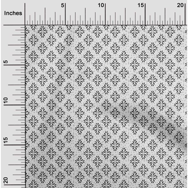 oneOone Silk Tabby Fabric Dot & Floral Block Print Sewing Fabric BTY 42 Inch Wide