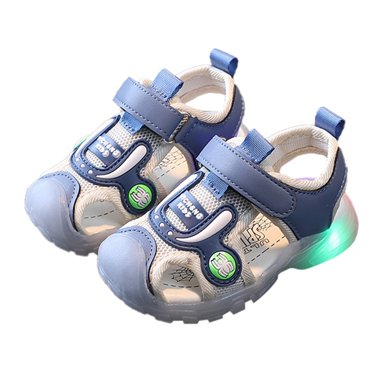 yocbz Toddler Sandals Boy Soft Bottom LED Light Up Sandals For Girls And Boys Cartoon Character Design Comfortable And Fun Summer Shoes Blue,J
