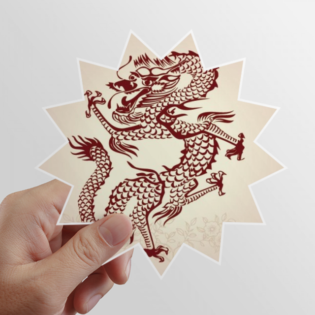 Chinese Dragon Animal Portrait Sun Vinyl Sticker Luggage Graffiti Flower Decal