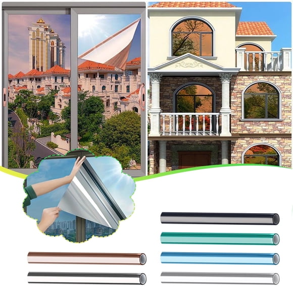 Cagogo under $5 6Pcs Window Film, One-Way Privacy Window Film, Static Cling Sun Blocking Window Tint, Heat Control Reflective Window Covering, No Glue Required Window Privacy Solution