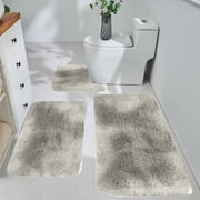 Sokhug Bathroom Rugs Sets 3 Clearance Toilet Bath Mat with U-Shaped， Non-Slip Bathroom Mats Water Absorbent Bath Rug Floor Mats Soft Washable Shower Rug