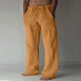 thumbnail image 1 of CHUANK Linen Clothing For Men Contemporary Comfortable Quality Soft Linen Solid Color Trousers With Pocket Drawstring Casual Pants, 1 of 6