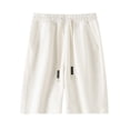 thumbnail image 1 of Sentmoon Mens Swim Trunks Elastic Waist Loose 2025 Summer Workout Shorts Drawstring Solid Color Breathable Pajama Shorts with Pockets Athleisure for Sports Running White XL, 1 of 2