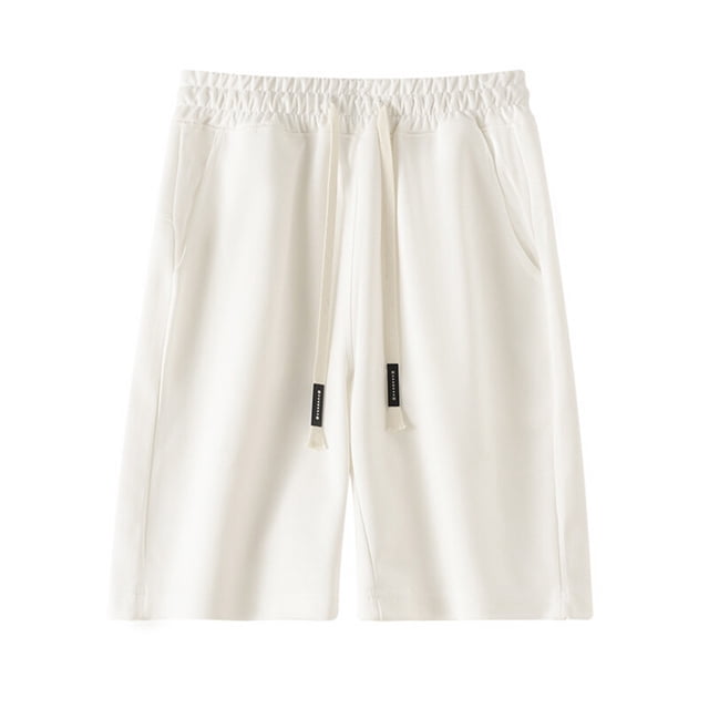 Sentmoon Mens Swim Trunks Elastic Waist Loose 2025 Summer Workout Shorts Drawstring Solid Color Breathable Pajama Shorts with Pockets Athleisure for Sports Running White XL