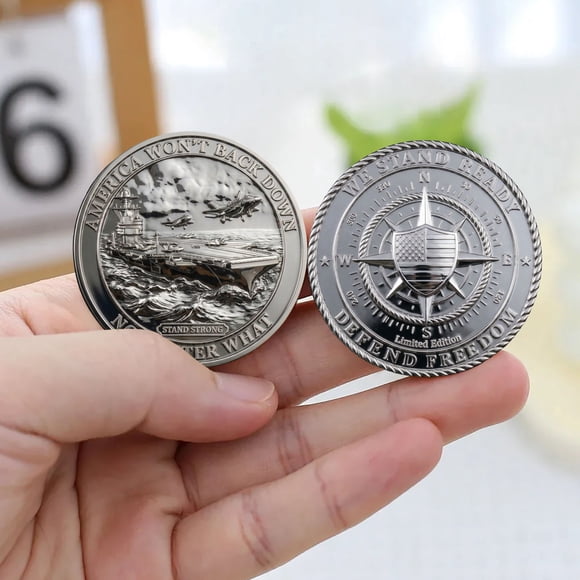 5Pcs America Will Not Back Down Coin, Fufafayo America Will Not Back Down Commemorative Coin, Patriotic Collectible Coin, Detailed Minted Design, Metal Decoration For Home Office Display, Courage And