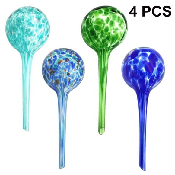 Plant Watering Globe Set, Colorful Hand-Blown Glass, Automatic Watering System, Easy To Use 4 PCS