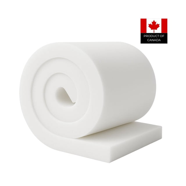 Feuille de Mousse d'Ameublement à Haute Densité de 3,5 Pouces 26"x102 Pouces – 1,9 lb, Fabriquée au Canada, Certifiée CertiPUR-US, Remplacement d'Insertion de Coussin, Offerte en Options Fermeté Moyenne, Fermeté Moyenne Ou Ferme, Idéale pour Meubles