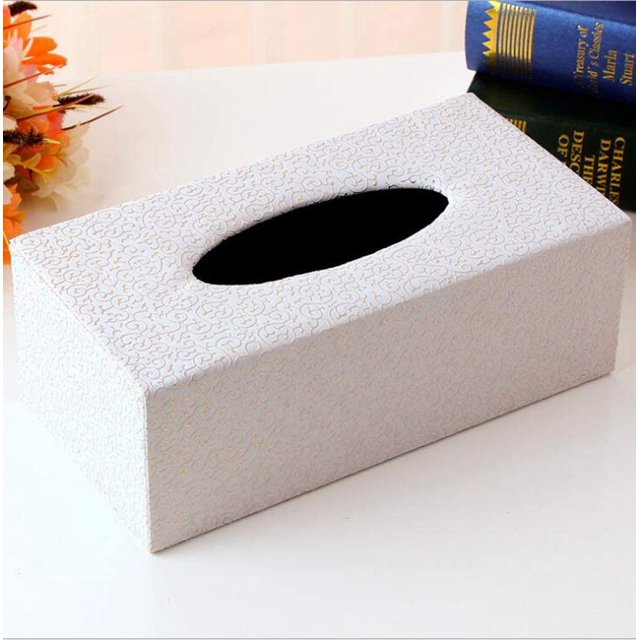 ORUYROP Leather Tissue Box Holder-Waterproof Rectangular Tissue Box Cover Vintage Napkin Paper Holder for Home,Office&Car Decor (White Clouds)