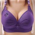 thumbnail image 2 of VEKDONE Woman's Printing Gathered Together Large Size Daily Bra Underwear No Rims Purple S, 2 of 4