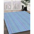 thumbnail image 3 of Ahgly Company Machine Washable Indoor Round Transitional Day Sky Blue Area Rugs, 4' Round, 3 of 7
