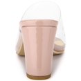 thumbnail image 2 of BLISSFUL STEP Women's Clear Point Toe High Block Heel Mules Slides Sandals Nude 8.5, 2 of 8