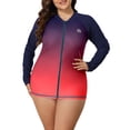 thumbnail image 1 of Charmo Womens Plus Size Long Sleeve Rash Guard Top Zipper Sufing Swim Shirt, 1 of 5