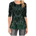 thumbnail image 1 of Leutsin Women O-Neck Half Sleeve Printing Splicing Plus Size Tops Easy Blouse, 1 of 8