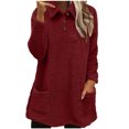 thumbnail image 1 of bbymog Mode Blouse Décontractée pour Femmes à Manches Longues à Col Rabattu Chandail Ample pour Dames Hauts Blouse Bourgogne P, 1 of 6