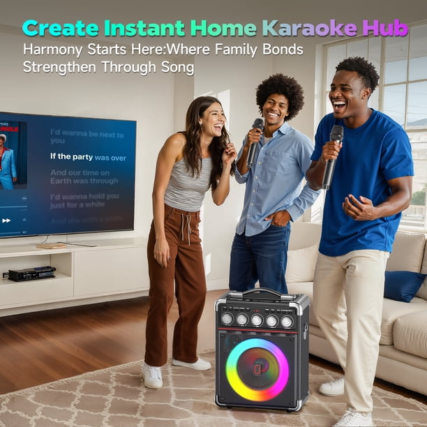 JYX Karaoke Machine for Adults, Home Karaoke System with 2 Mics