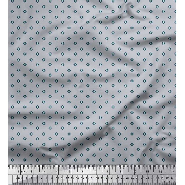 Soimoi Polyester Crepe Fabric Geometric Small Print Fabric by Yard 52 Inch Wide