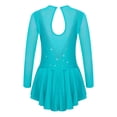 thumbnail image 2 of Miaeowve Kids Girls Figure Skating Dress Rhinestone Mesh Irregular Ballet Dan Dress Performance Dancewear Lake Green 12, 2 of 7