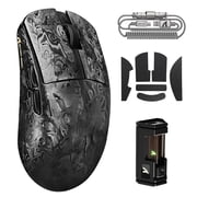ATTACK SHARK R11 Ultra 8K Carbon Fiber Wireless Gaming Mouse with 42000 DPI-PAW3950 MAX Sensor-49g Lightweight,Nordic 52840 MCU Chip,Wired/BT/2.4Ghz Programmable,RGB Coiled Cable,Forged Black&Tape