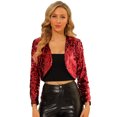 thumbnail image 1 of INSPIRE CHIC Veste Courte Décontractée à Paillettes Manches Longues Ouverte devant pour Femmes, 1 of 6
