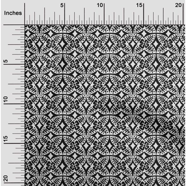 oneOone Cotton Flex Fabric Floral Block Printed Fabric 1 Yard 40 Inch Wide