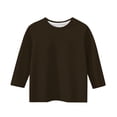 thumbnail image 4 of Plebaso Garçons Filles T-Shirts à Manches 3/4 Col Rond Blouse T-Shirt Basique Hauts Décontractés Unis T-Shirts Légers, 4 of 5