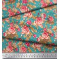 thumbnail image 3 of Soimoi Modal Satin Fabric Check,Leaves & Rose Floral Decor Fabric Printed Yard 42 Inch Wide, 3 of 3