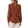 thumbnail image 3 of INSPIRE CHIC Women's Keyhole Stand Collar Pleated Back Button Blouse Tops, 3 of 6