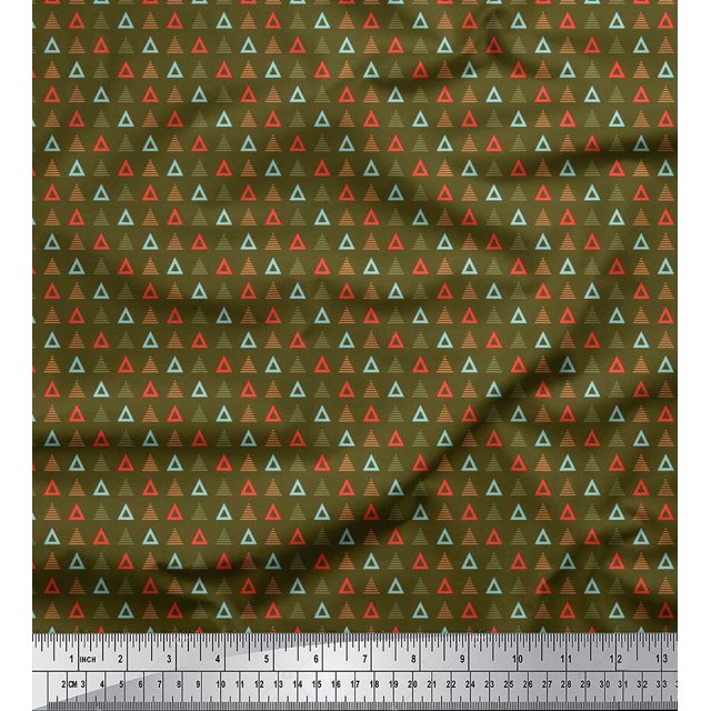 Soimoi Moss Tissu Georgette Triangle Tissu Imprimé pour Chemises au Mètre 42 Pouces de Large