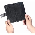 thumbnail image 2 of Étui à Rabat, Fleurs Embossées Papillon en Cuir PU, Étui à Rabat Magnétique avec Support, Porte-Cartes, Dragonne, Portefeuille, Porte-Monnaie pour iPhone 13 Pro max (Noir), 2 of 6