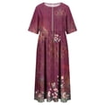 thumbnail image 2 of Robe à Manches Longues Femme Mode Femmes Imprimée à Manches Courtes à Col Rond Longue Robe Robe d'Été à Manches Longues Robe Longue d'Été pour Femmes Longue Robe d'Été pour Femmes, 2 of 4