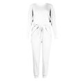 thumbnail image 4 of Innerwin Loungwear Elastic Waist Ladies Nightwear Sleep Drawstring With Pockets Sleepwear White M, 4 of 6