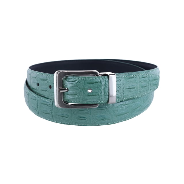 CTM® Ceinture à Boucle à Pince Réversible en Cuir Mat à Imprimé Croco