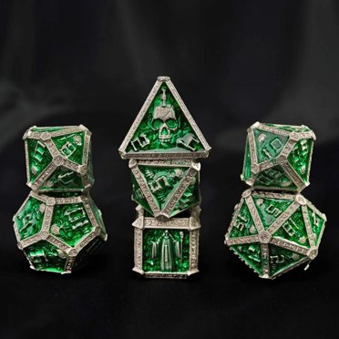 Skull Metal Dice Set, 7-Piece Polyhedral Dice for Dungeons and Dragons, RPG, MTG, Table Games