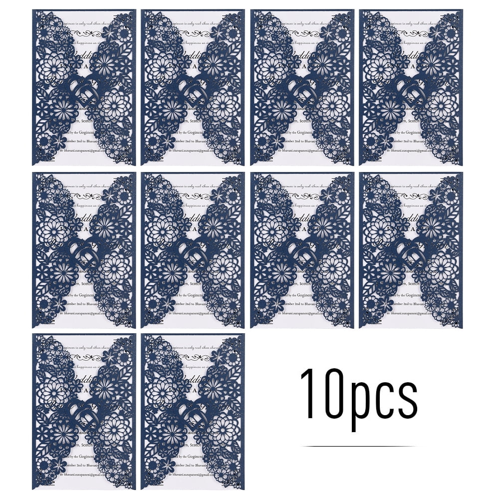 10 Pcs Cartes d'Invitation en Papier Perlé à Motif Floral, Supports d'Invitation avec Motif Vierge