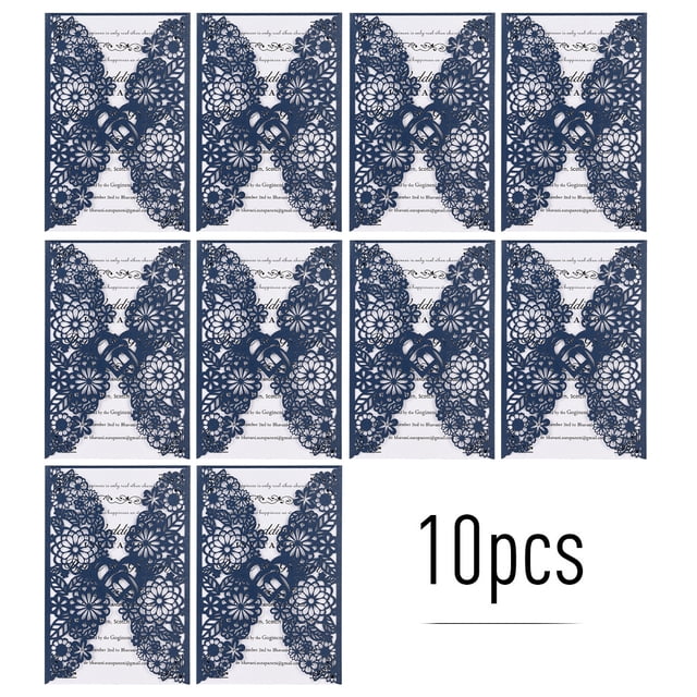 10 Pcs Cartes d'Invitation en Papier Perlé à Motif Floral, Supports d'Invitation avec Motif Vierge
