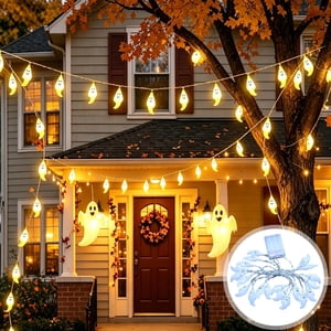 EGNMCR Halloween Ghost String Lights And LED Decorative Lights For Indoor And Outdoor Spooky Decor Halloween Atmospheres Lighting Plastics lighting fixtures